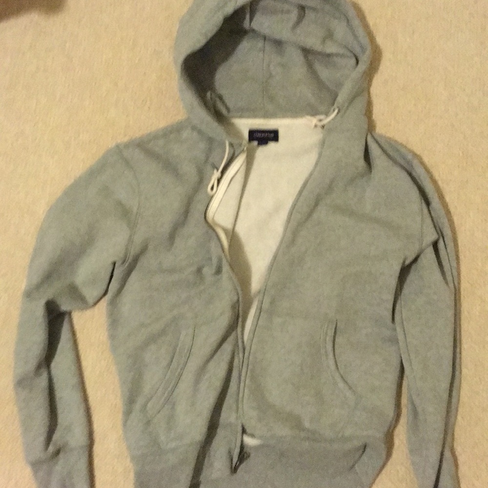 J crew simple grey zip hoodie